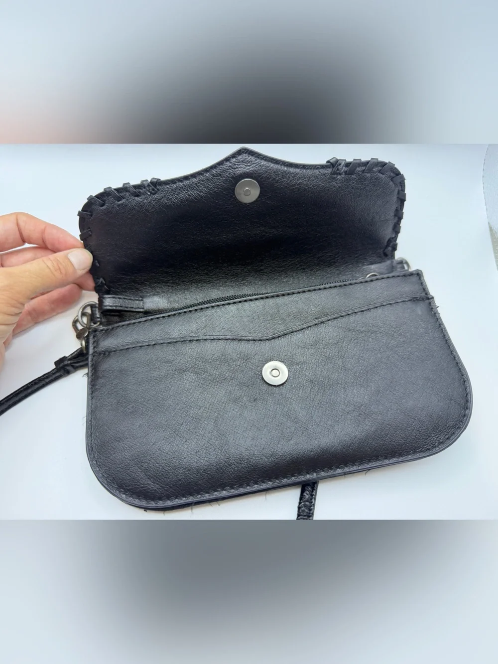 The Sak Black Whipstitch Envelope Clutch